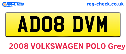 AD08DVM are the vehicle registration plates.