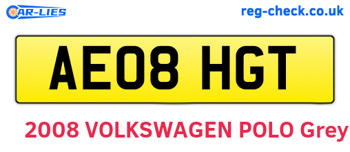 AE08HGT are the vehicle registration plates.