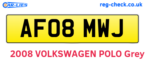 AF08MWJ are the vehicle registration plates.