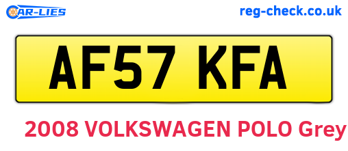 AF57KFA are the vehicle registration plates.