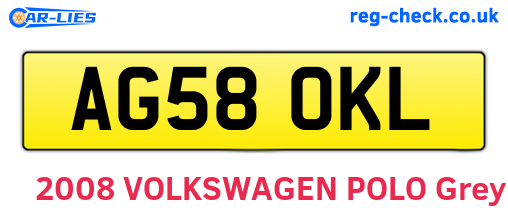 AG58OKL are the vehicle registration plates.