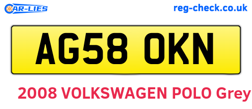 AG58OKN are the vehicle registration plates.