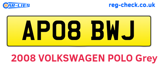 AP08BWJ are the vehicle registration plates.