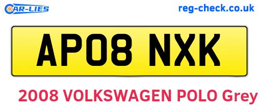AP08NXK are the vehicle registration plates.