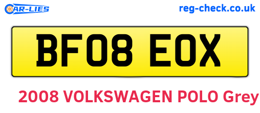 BF08EOX are the vehicle registration plates.