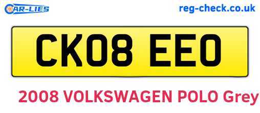 CK08EEO are the vehicle registration plates.