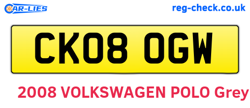 CK08OGW are the vehicle registration plates.