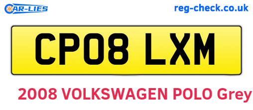 CP08LXM are the vehicle registration plates.