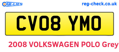 CV08YMO are the vehicle registration plates.