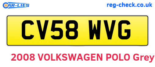 CV58WVG are the vehicle registration plates.