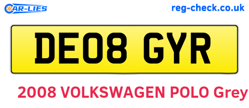 DE08GYR are the vehicle registration plates.