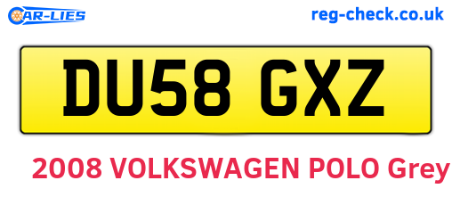DU58GXZ are the vehicle registration plates.