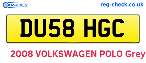 DU58HGC are the vehicle registration plates.