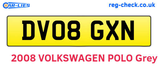DV08GXN are the vehicle registration plates.