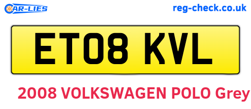 ET08KVL are the vehicle registration plates.