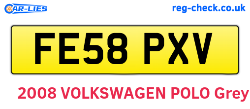 FE58PXV are the vehicle registration plates.