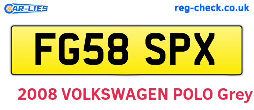 FG58SPX are the vehicle registration plates.