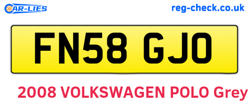 FN58GJO are the vehicle registration plates.