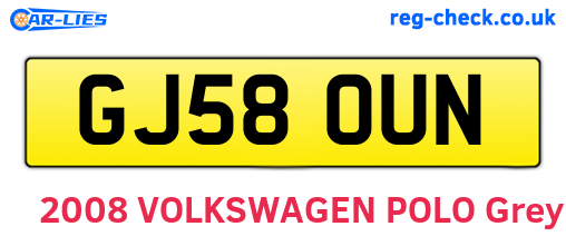 GJ58OUN are the vehicle registration plates.