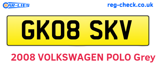 GK08SKV are the vehicle registration plates.