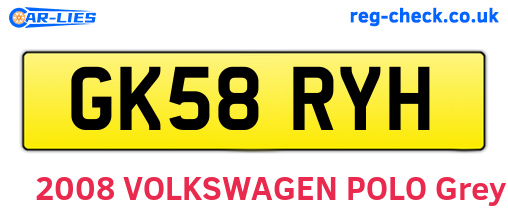 GK58RYH are the vehicle registration plates.
