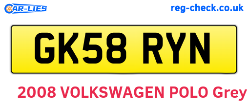 GK58RYN are the vehicle registration plates.