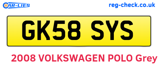 GK58SYS are the vehicle registration plates.