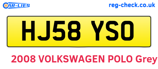 HJ58YSO are the vehicle registration plates.
