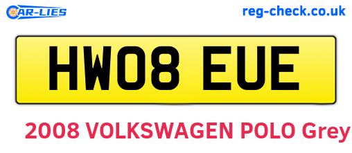 HW08EUE are the vehicle registration plates.