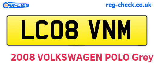 LC08VNM are the vehicle registration plates.