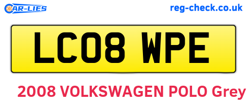LC08WPE are the vehicle registration plates.