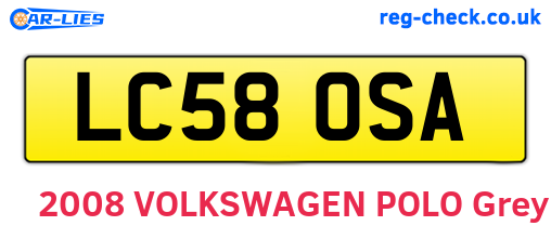 LC58OSA are the vehicle registration plates.