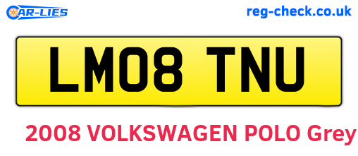 LM08TNU are the vehicle registration plates.