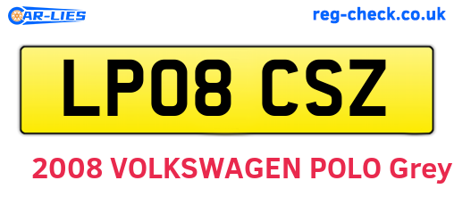 LP08CSZ are the vehicle registration plates.