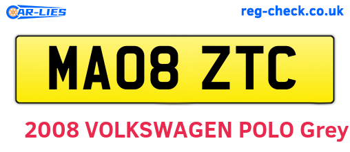 MA08ZTC are the vehicle registration plates.