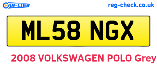 ML58NGX are the vehicle registration plates.