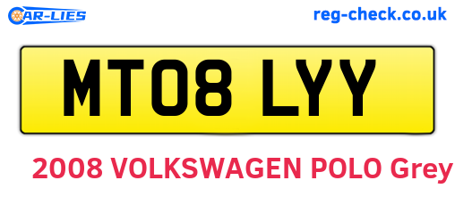MT08LYY are the vehicle registration plates.