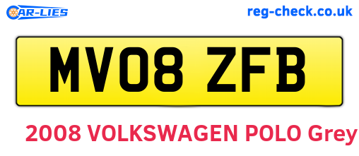 MV08ZFB are the vehicle registration plates.