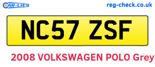 NC57ZSF are the vehicle registration plates.