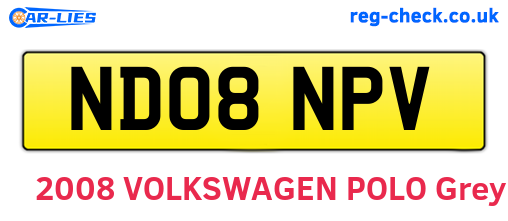 ND08NPV are the vehicle registration plates.
