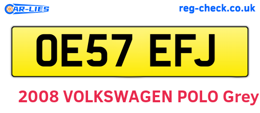 OE57EFJ are the vehicle registration plates.