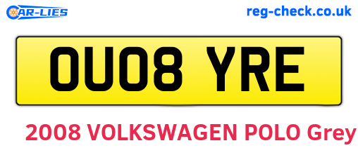 OU08YRE are the vehicle registration plates.