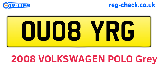 OU08YRG are the vehicle registration plates.