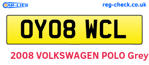 OY08WCL are the vehicle registration plates.