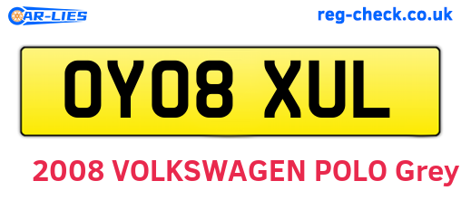 OY08XUL are the vehicle registration plates.
