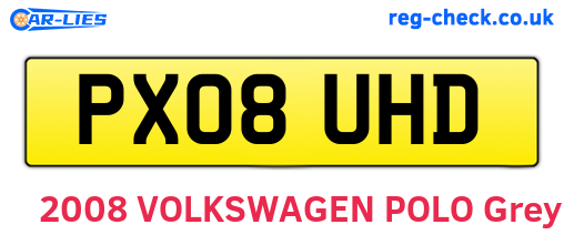 PX08UHD are the vehicle registration plates.