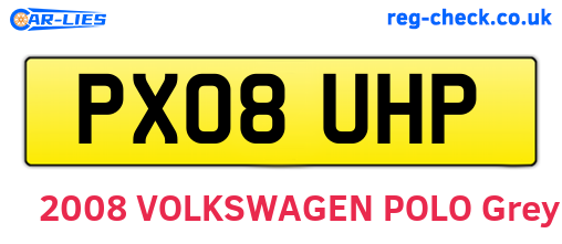 PX08UHP are the vehicle registration plates.