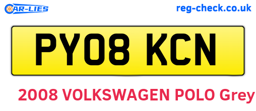 PY08KCN are the vehicle registration plates.