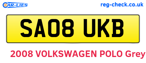 SA08UKB are the vehicle registration plates.