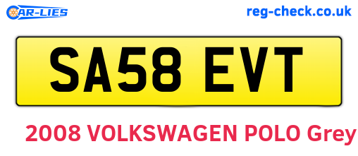 SA58EVT are the vehicle registration plates.